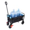 Mini Folding Wagon Garden Shopping Beach Cart (black+blue+brake)