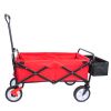 Folding station wagon garden shopping ATV with back frame and retractable handle.