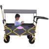 Collapsible Folding Wagon with Removable Canopy, Heavy Duty Foldable Wagon Utility Cart for Garden, Camping, Grocery Cart, Beach Wagon Cart with Wheel