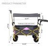 Collapsible Folding Wagon with Removable Canopy, Heavy Duty Foldable Wagon Utility Cart for Garden, Camping, Grocery Cart, Beach Wagon Cart with Wheel