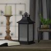 12" Black LED Lighted Battery Operated Lantern with Flickering Light