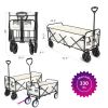 YSSOA Extended Folding Utility Wagon, 330LBS Heavy Loaded Collapsible Garden Cart with Anti-Slip Wheels, Adjustable Handle and Side Pockets, Large, Wh