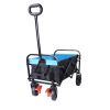 Mini Folding Wagon Garden Shopping Beach Cart (black+blue+brake)