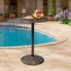 Outdoor Bistro Pub Table, Round Patio Bar Height Cocktail Table, Antique Bronze