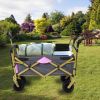 Collapsible Folding Wagon with Removable Canopy, Heavy Duty Foldable Wagon Utility Cart for Garden, Camping, Grocery Cart, Beach Wagon Cart with Wheel