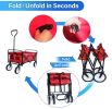 Folding Wagon Garden Shopping Beach Cart (Red)