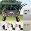 Collapsible Folding Wagon with Removable Canopy, Heavy Duty Foldable Wagon Utility Cart for Garden, Camping, Grocery Cart, Beach Wagon Cart with Wheel