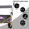 Collapsible Folding Wagon with Removable Canopy, Heavy Duty Foldable Wagon Utility Cart for Garden, Camping, Grocery Cart, Beach Wagon Cart with Wheel