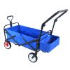 folding wagon Collapsible Outdoor Utility Wagon, Heavy Duty Folding Garden Portable Hand Cart, Drink Holder, Adjustable Handles