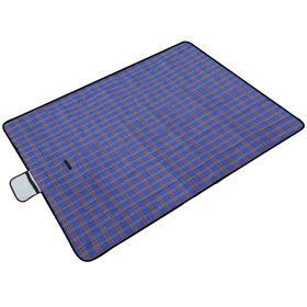 60" x 78" Waterproof Picnic Blanket Handy Mat with Strap Foldable Camping Rug (Color: Blue)