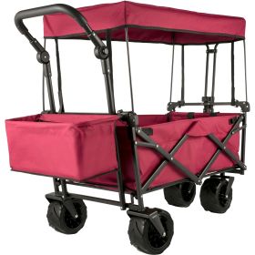 Extra Large Collapsible Garden Cart with Removable Canopy, Folding Wagon Utility Carts with Wheels and Rear Storage, Wagon Cart for Garden, Camp (Default: Default)