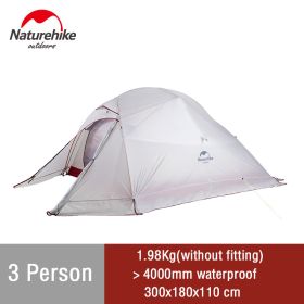 Naturehike Cloud Up Camping Tent Hiking Outdoor Family Beach Shade Waterproof Camping Portable 1 2 3 person Backpacking Tent (Color: 3 man Gray with flap)