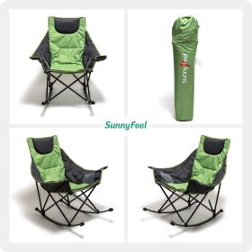 Sunnyfeel AC2026 Camping Rocking Chair for Adults, Luxury Padded Recliner, Oversized Folding Rocker, Outdoor Lawn Chair (Color: Green)