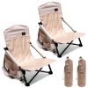 Low Folding Camping Chair, Portable Beach Chairs, Mesh Back Lounger For Outdoor Lawn Beach Camp Picnic